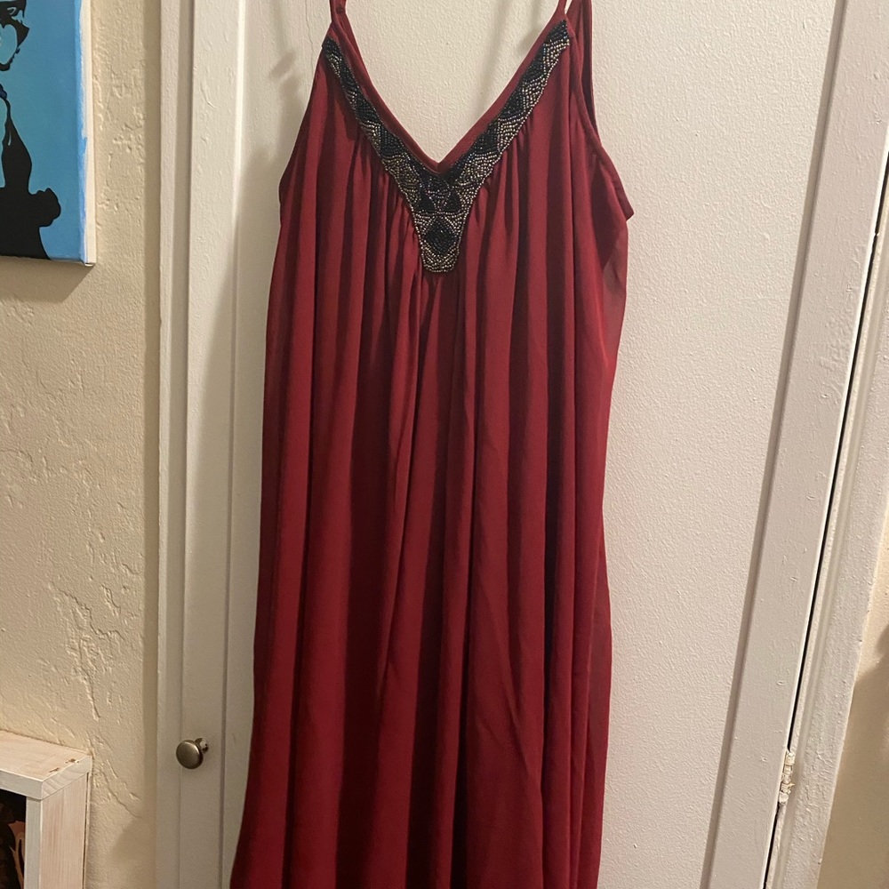 Beaded maroon mini dress